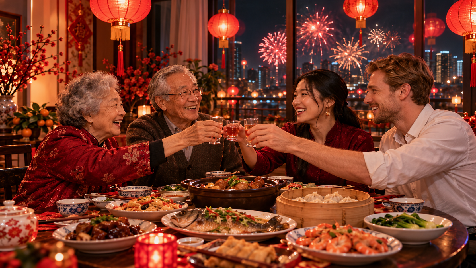 Holidays and festivals real test — a family reunion dinner on Chinese New Year’s Eve with fireworks in the window