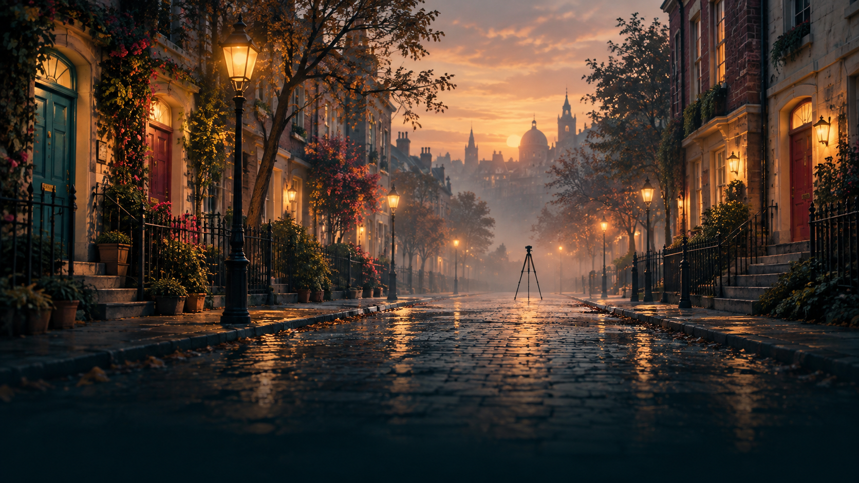 A quiet city street at dawn, ready for filming – IELTS Listening Part 2 vocabulary