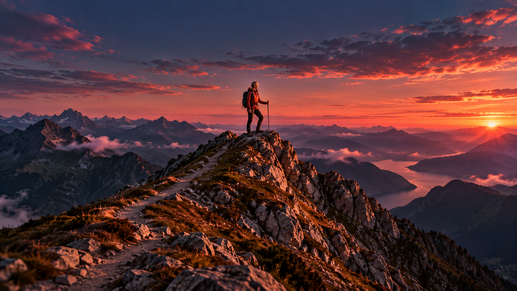 A hiker on a mountain ridge where the path climbs, peaks and falls away – IELTS Writing Task 1, step 3: DID WHAT
