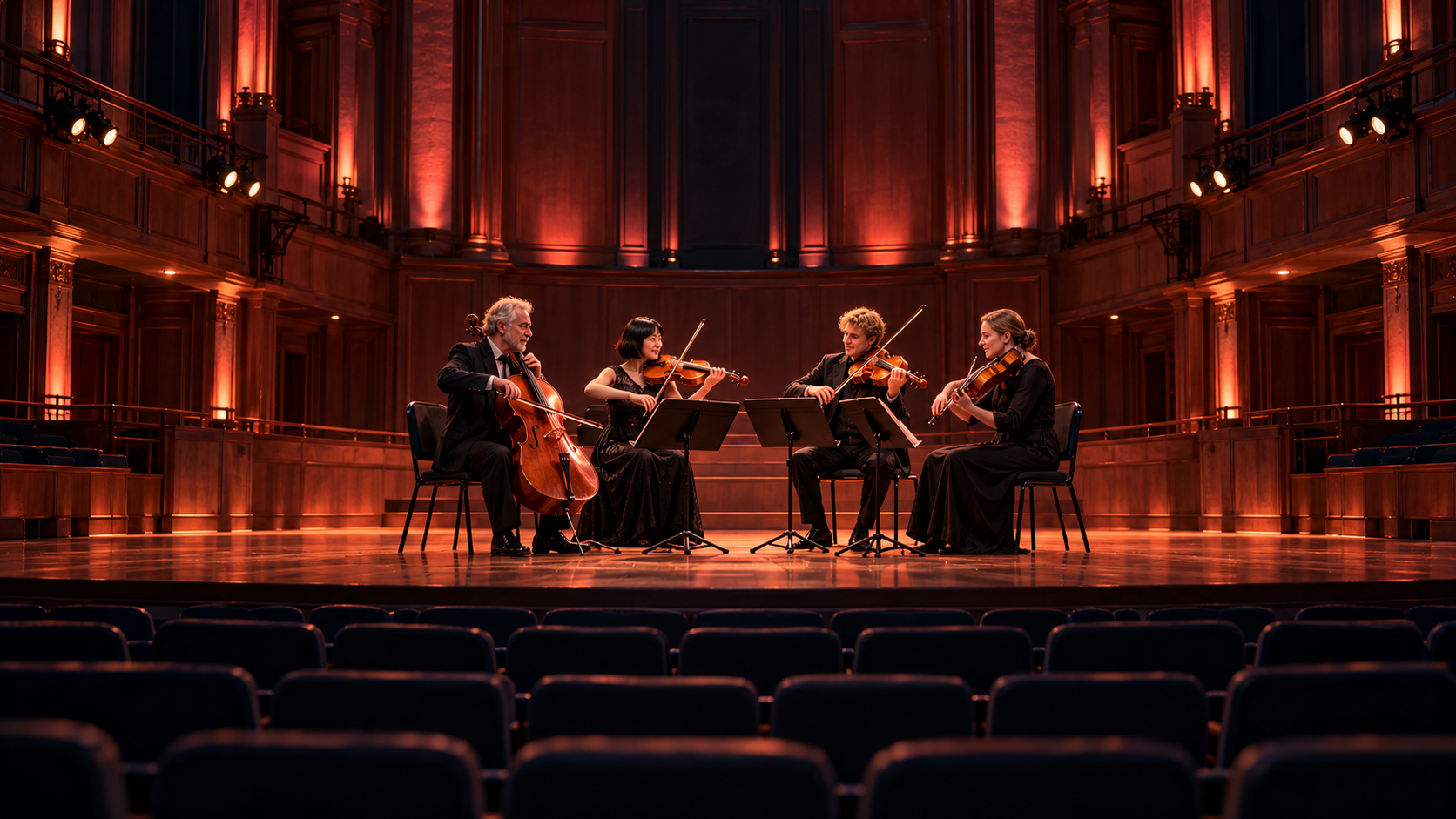 A string quartet rehearsing together in an empty concert hall – IELTS Writing Task 1, step 10: The whole report