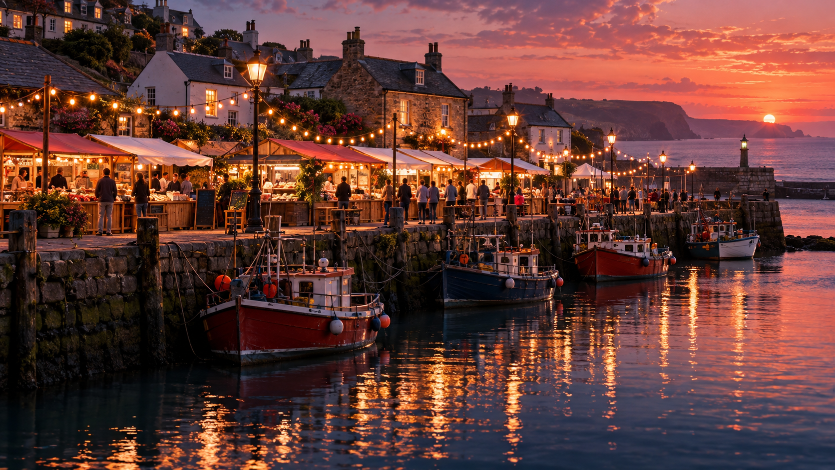 Food stalls on a harbour quayside at a summer festival – IELTS Listening Part 2 vocabulary