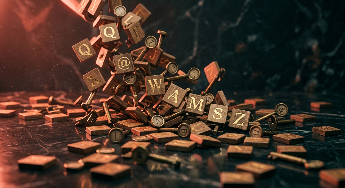 OGE Word Building Lesson 2 — editorial cinematic photo of an open grammar notebook with handwritten verb conjugation charts on a wooden desk at dusk, warm coral neon glow against deep teal shadows